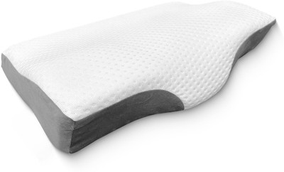 releeva Memory Foam Pillow, Contour Cervical Pillow for Neck & Shoulder Pain Memory Foam Solid, Abstract Orthopaedic Pillow Pack of 1(GREY/WHITE)