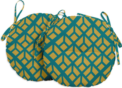 Vargottam Polyester Fibre Geometric Chair Pad Pack of 2(Yellow)