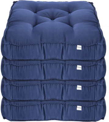 HOMESTIC by Kuber Industries Microfibre Solid Chair Pad Pack of 4(Navy Blue)