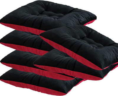 Hundur Store Microfibre Solid Chair Pad Pack of 6(Black)