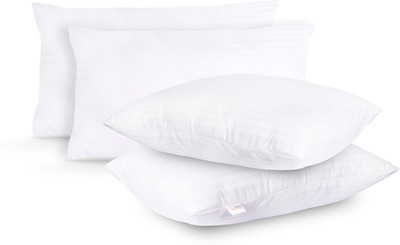 Seventh Heaven Microfibre Sleeping Pillow Pack of 4 Stripes Premium Comfort 3D Conjugated Microfiber Fiber Pillows ( 17 x 27 in )(White,Stripes)
