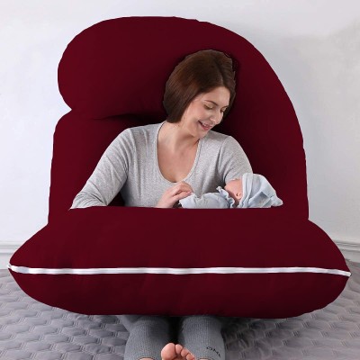 Vijay J shape solid pregnancy pillow Microfibre Solid Pregnancy Pillow Pack of 1(Maroon)