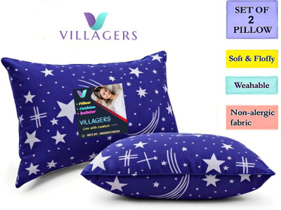 VILLAGERS LUXURY Polyester Fibre Abstract Sleeping Pillow Pack of 2(Blue)
