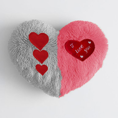 Catchyx Cart Set of 2 Heart Shape Cushion - Love Pillow Microfibre Quotes Cushion Pack of 2(White, Pink)