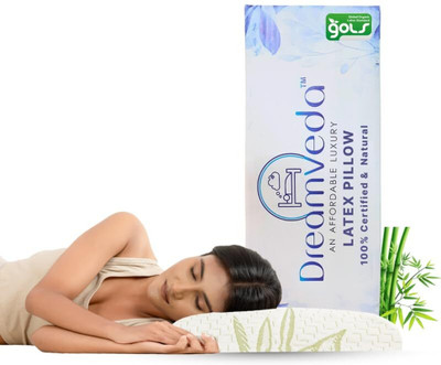 Dreamveda Latex Sleeping Pillow Pack of 1 Solid Slim Natural Latex Standard Pillow With Bamboo Fabric(Multicolor)