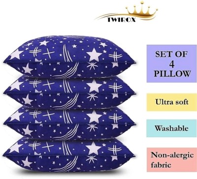 TWIROX ULTRA Soft Luxury Polyester Fibre Abstract Sleeping Pillow Pack of 4(Blue)