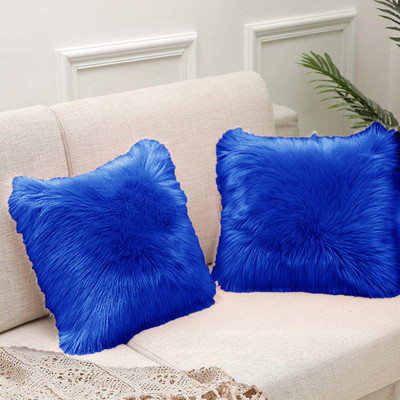 PICKKART Microfibre Solid Cushion Pack of 2(Royal Blue)