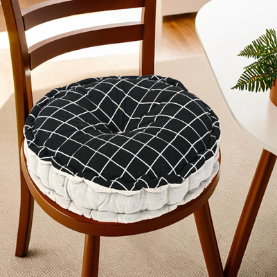 KUBER INDUSTRIES Microfibre Solid Chair Pad Pack of 1(Black)