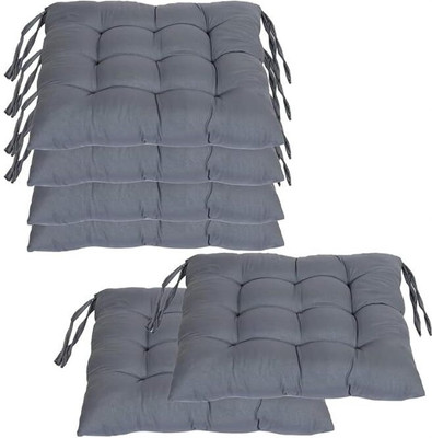 JAYAMBY Chairpad Polyester Fibre Solid Chair Pad Pack of 6(Grey)