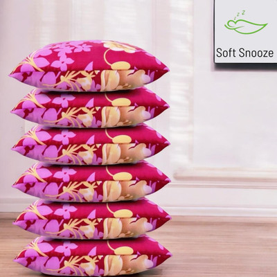 SOFT SNOOZE Soft Luxury Microfibre Floral Sleeping Pillow Pack of 6(Pink)