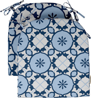 Vargottam Foam Geometric Chair Pad Pack of 2(Light Blue)