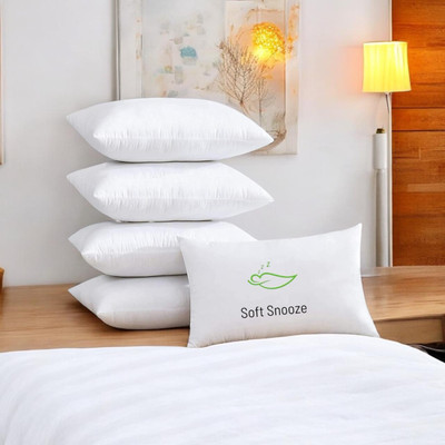 SOFT SNOOZE Luxury Microfibre Solid Sleeping Pillow Pack of 5(White)