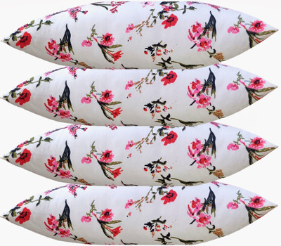 ACTOS Microfibre Floral Sleeping Pillow Pack of 4(White)
