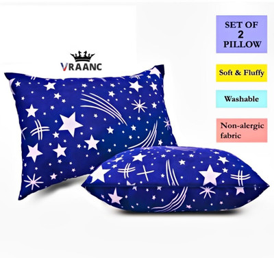 vraanc Luxury Polyester Fibre Abstract, Floral Sleeping Pillow Pack of 2(Blue)