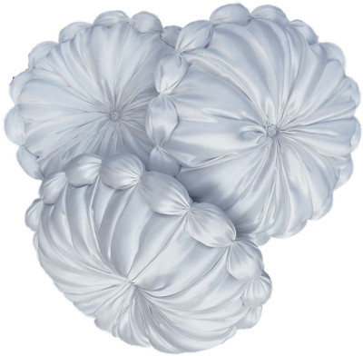 RACCOON Decorative Touch Microfibre Solid Cushion Pack of 3(White)