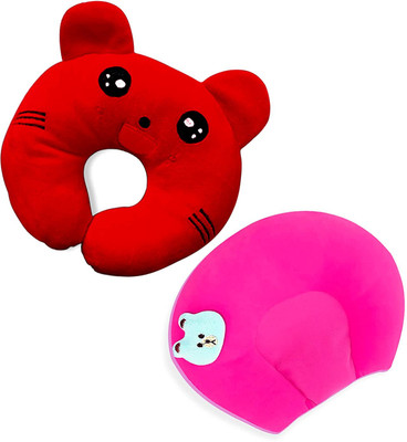 Baby Desire Cotton, Mustard Seeds Baby Pillow Pack of 2 Animals(Red - Pink)