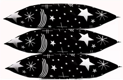 PALVIT Microfibre Abstract Sleeping Pillow Pack of 3(Black)