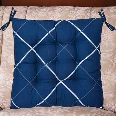 SOFT SNOOZE Soft Luxury Microfibre Solid Chair Pad Pack of 2(Blue)