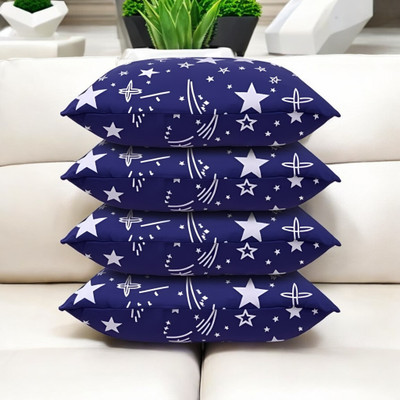 Cozy Palace Microfibre Solid Sleeping Pillow Pack of 4(Blue)
