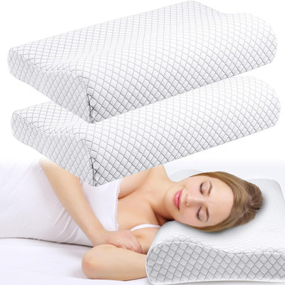 SLEEPYSET orthopedic cervical pillow Memory Foam Solid Sleeping Pillow Pack of 2(White)