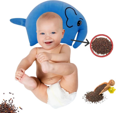 StuffNest Mustard Seeds Animals Baby Pillow Pack of 1(Blue)