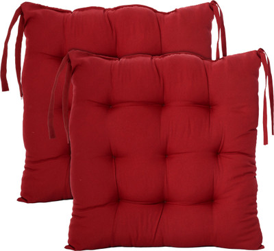 KUBER INDUSTRIES Microfibre Solid Chair Pad Pack of 2(Maroon)