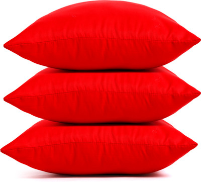 Vcuitt RED PLAIN Microfibre Nature Cushion Pack of 3(Red)