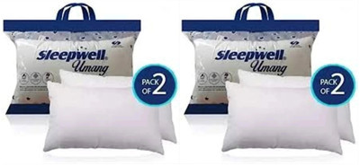 Sleepwell Pillow Set || Comfort And Support Pillow Microfibre Solid Sleeping Pillow Pack of 4(White)