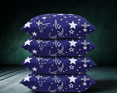 Regnar Luxury Polyester Fibre Abstract Sleeping Pillow Pack of 4(Blue)