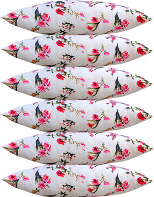 ACTOS Microfibre Floral Sleeping Pillow Pack of 6(White)