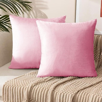 Hundur Store Wool Cushion Pack of 2 Solid(Pink)