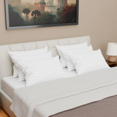 KUBER INDUSTRIES Microfibre Stripes Sleeping Pillow Pack of 6(White)