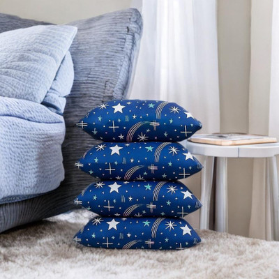 CATHROL Microfibre Abstract Sleeping Pillow Pack of 4(Blue)