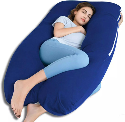 THUKRAN U Shape Polyester Fibre Solid Pregnancy Pillow Pack of 1(Blue)