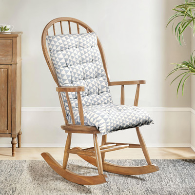 Heart Home Microfibre Chair Pad Pack of 1 Geometric(Grey)