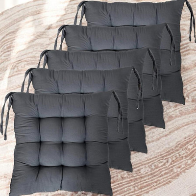 SOFT SNOOZE Soft Luxury Microfibre Solid Chair Pad Pack of 5(Grey)
