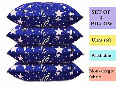 vraanc Luxury Polyester Fibre Abstract Sleeping Pillow Pack of 4(Blue)