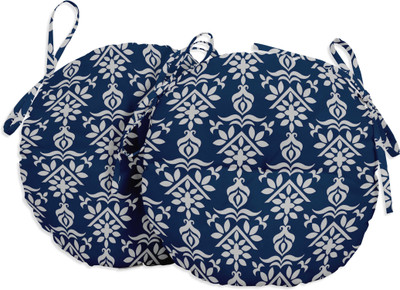 Vargottam Polyester Fibre Motifs Chair Pad Pack of 2(Royal Blue1)
