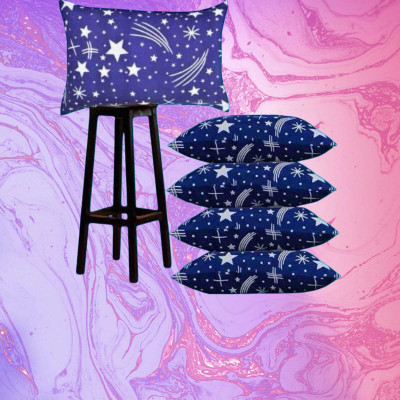 fulffystyl Microfibre Sleeping Pillow Pack of 5 Solid SOFT(Blue)