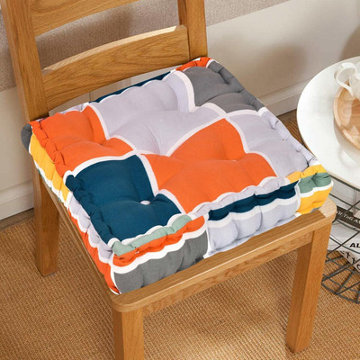 RUSTIC LINEN Cotton Geometric Chair Pad Pack of 1(Multicolor)