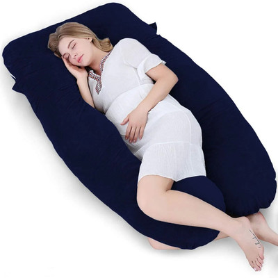THUKRAN Microfibre Solid Pregnancy Pillow Pack of 1(Dark Blue)