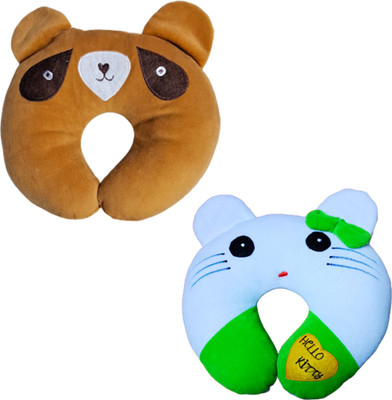 Joynap Polyester Fibre Toons & Characters Baby Pillow Pack of 2(Brown & Light Green)