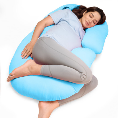 LuvLap Polyester Fibre Solid Pregnancy Pillow Pack of 1(Blue Rediance)