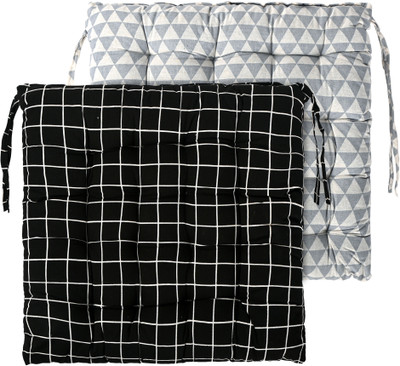 KUBER INDUSTRIES Microfibre Chair Pad Pack of 2 Solid(Grey, Black)