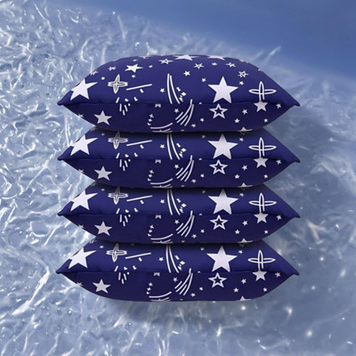 SOFT SNOOZE Microfibre Abstract Sleeping Pillow Pack of 4(Blue)