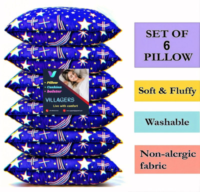 Tecsun SOFT Microfibre Abstract Sleeping Pillow Pack of 6(Blue)