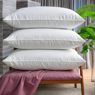 YPOLOIPO Polyester Fibre Sleeping Pillow Pack of 3 Abstract LUXURY(White)