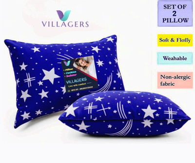 Tecsun LUXURY Polyester Fibre Abstract Sleeping Pillow Pack of 2(Blue)