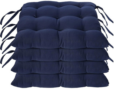 Barbican Microfibre Solid Chair Pad Pack of 4(Blue)
