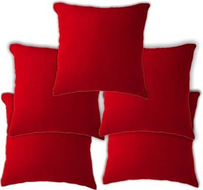 Swikon star Microfibre Solid Cushion Pack of 5(Red)